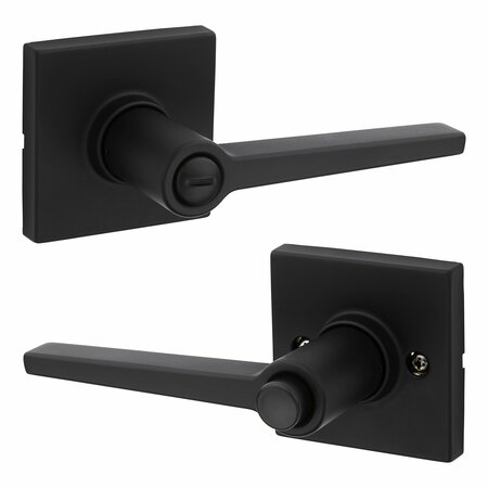 SAFELOCK Daylon Lever with Square Rose Privacy Lock with RCAL Latch and RCS Strike Matte Black Finish SL4000DALSQT-514